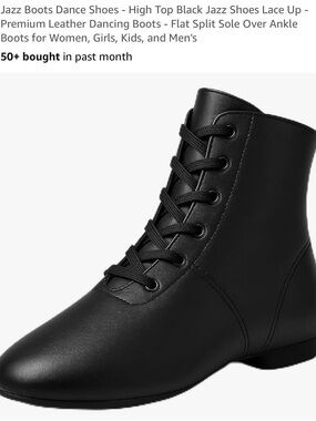 Black Lace-Up High-Top Jazz Dance Boots